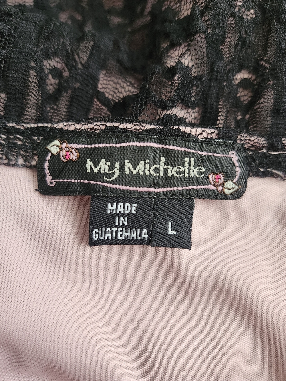 My Michelle Y2k Black Lace Pink Top - Picture 3 of 11